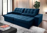 Sofá Retrátil/Reclinável Zurique 2,50m Suede Velut Azul Marinho c/ Molas no Assento - King House