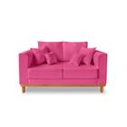 Sofá Rustico Viena 02 Lugares Com Almofadas Decorativa Suede Pink - Madeira Prima Deccor