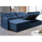 Sofá Sem Caixa Retrátil Baú 1,80m Cama inBox Secret Suede Velusoft Azul