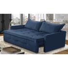 Sofá Sem Caixa Retrátil e Reclinável 1,85m com Molas Cloe Suede Azul Kaleo Decor