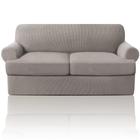 Sofá Slipcover PrinceDeco T Cushion Loveseat Taupe 3 peças