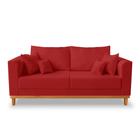 Sofá Viena 3 Lugares Com Almofadas Decorativa Suede Vermelho - Madeira Prima Deccor