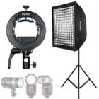 Softbox Grid 60x60 Godox Com Tripé 2m Para Flash Speedlite V1 Ad200 Ml60