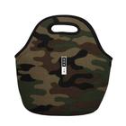 Sok It Lunch Tote Reutilizável Neoprene Zippered Caddy Bag Isolado para Homens e Mulheres (Camo Verde, Grande Tote de Almoço de Neoprene)