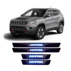 Soleira LED Jeep Compass 2017 a 2019 Protetor de Portas Aço Inox Iluminação Personalizada - GOLD