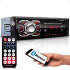 Som Pra Carro Rádio Automotivo Aparelho Mp3 Player 1 Din Com Bluetooth Fm Entrada Usb Auxiliar Sd Card Microfone Embutido Troca Pasta +Controle Remoto