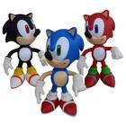 Sonic Azul Sonic Vermelho Sonic Preto - 3 Bonecos Grandes