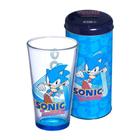 Sonic The Hedgehog Kit Copo De Vidro 500ml + Cofre Metal Oficial SEGA - Zona Criativa