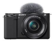 Sony Alpha Kit ZV-E10 + lente 16-50mm f/3.5-5.6 OSS ILCZVE10L mirrorless cor preto