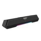 Soundbar gamer Edifier MG250 preta com grade frontal e iluminação RGB na base