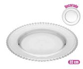 Souplast De Cristal Para Mesa Posta Prato Grande Raso 32 cm Para Almoço Jantar Buffet Festas Luxo