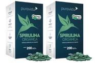 Spirulina Premium Orgânica de 500 mg com 200 Tabletes de 100g - Pura Vida -Kit com 02 Unidades