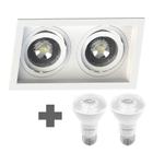 Spot Duplo Embutir Quadrado Recuado Par20 Branco + Led 4,8w Save Energy 4000k