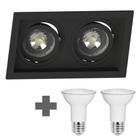 Spot Duplo Embutir Quadrado Recuado Par20 Preto + Led Stella 5,5w 4000k