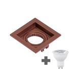 Spot Embutir Quadrado Recuado Dicroica Mr16 Cobre Metálico + Led 7w