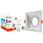 Spot Embutir Recuado Quadrado + Lâmpada Led Mr16 6,5w