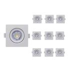 Spot Led Embutido 3W 10 Un. Direcionável Bivolt Quadrado