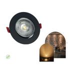 Spot Led Embutir Redondo Preto 7w Branco Quente