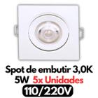 Spot led Quadrado de Embutir Kit Led 5W 3,000K Sala Quarto 10x Teto Banheiro Branco Moderno 110V220V Bivolt Direcionável Supimpa Sanca Spots MR16