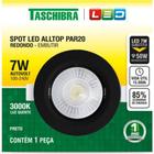 Spot Led Taschibra Alltop Embutir Redondo Preto Par20 7W 3000K