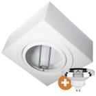 Spot Plafon Box Sobrepor Quadrado AR111 Direcionável Branco + Led