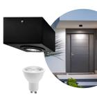 Spot Plafon Sobrepor Box Quadrado Mr16 Preto + Led 7w Branco Quente