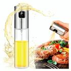 Spray Pulverizador Borrifador De Azeite Vinagre Oleo Shoyu 100ml de Vidro Galheteiro Porta Tempero Culinário Cozinha Gourmet Multiuso Aço Inox