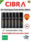 Spray Tinta Aerosol Cibra Color Preto Brilho 400ml Cx c/ 6 unid. Uso Geral