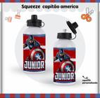 Squezze De Aluminio Personalizada Heroi Capitão América Com Nome 500ml