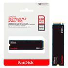 SSD 250GB SanDisk Plus, M.2 2280 PCIe 3.0 NVMe, Leitura 2400MB/s, Grav. 1500MB/s - SDSSDA3N-250G-G26