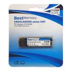 SSD 512GB Best Memory Highlander Series, M.2 NVME 2280 PCIe Gen3x4, Leitura 2000MB/s, Grav. 1500MB/s