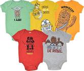 Star Wars Baby Boys 5 Pacotes Bodysuits Princesa Leia Yoda Han Solo R2D2 C3PO 6-9 Meses