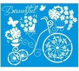 Stencil Especial Pintura Bicicleta com Flores 21,1x17,2 Stm-307 - Litoarte