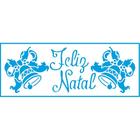 Stencil Natal Litoarte 7 X 17 cm - STNP - 010 Feliz Natal e Sinos Com Laços