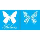 Stencil Opa Duplo 14 X 14 cm - Borboleta Believe - 1370 - Opa Criando Arte