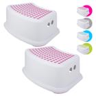 Step Stool for Kids (2 Pack), Toddlers Stool for Potty Training, Bathroom, Kitchen, Bedroom, Toy Room e Sala de Estar. Banquetas de banheiro com apertos antiderrapantes macios para segurança, empilháveis (rosa)