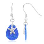 Sterling Prata Azul Starfish Fishhook Brincos