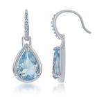 Sterling Prata Azul Topázio Teardrop Brincos