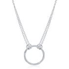 Sterling Prata Double Strand Open Circle Colar