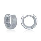 Sterling prata escovado Huggie 4x13mm argolas