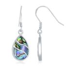 Sterling Silver Abalone Waves Teardrop Brincos