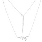 Sterling Silver CZ Heartbeat com Dangling Heart CZ Colar