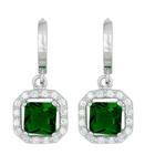 Sterling Silver Dangling Verde CZ Pave Brincos