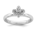 Sterling Silver Expressões empilháveis Fleur De Lis Diamond R