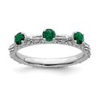 Sterling Silver Stackable Expressions Created Emerald Three