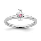 Sterling Silver Stackable Expressions Rhodium Pink Turmalin