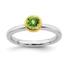 Sterling Silver Stackable Expressions w / Placa de ouro Peridot R