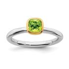 Sterling Silver Stackable Expressions w / Placa de ouro Peridot R