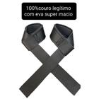 Strap Fita Couro Legítimo Academia Musculação com neoprene - TH ESPORTES