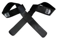 Strap Fita Couro Preto Barra Musculação - Pro Trainer